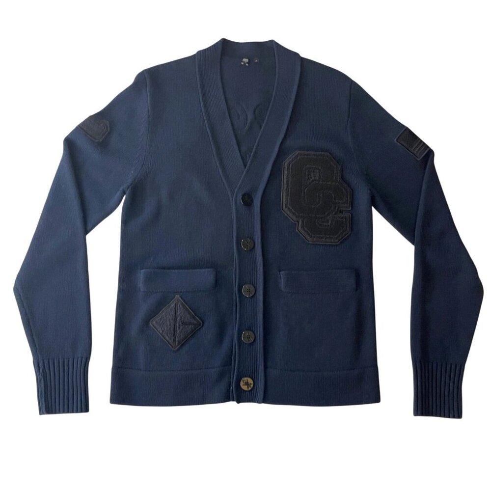 Opening Ceremony Women's Varsity Knit Cardigan Sweater Navy Blue